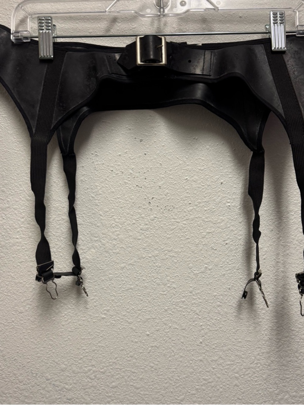 Catherine Coatney Black Leather Garter Belt XL Vintage Punk Goth Lingerie